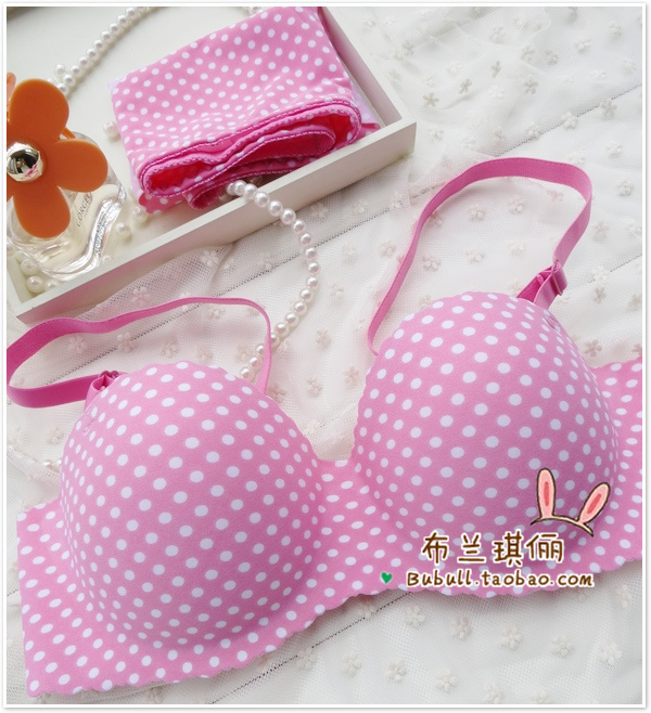 Polka dot cup one piece seamless push up sexy bra underwear bra set women's