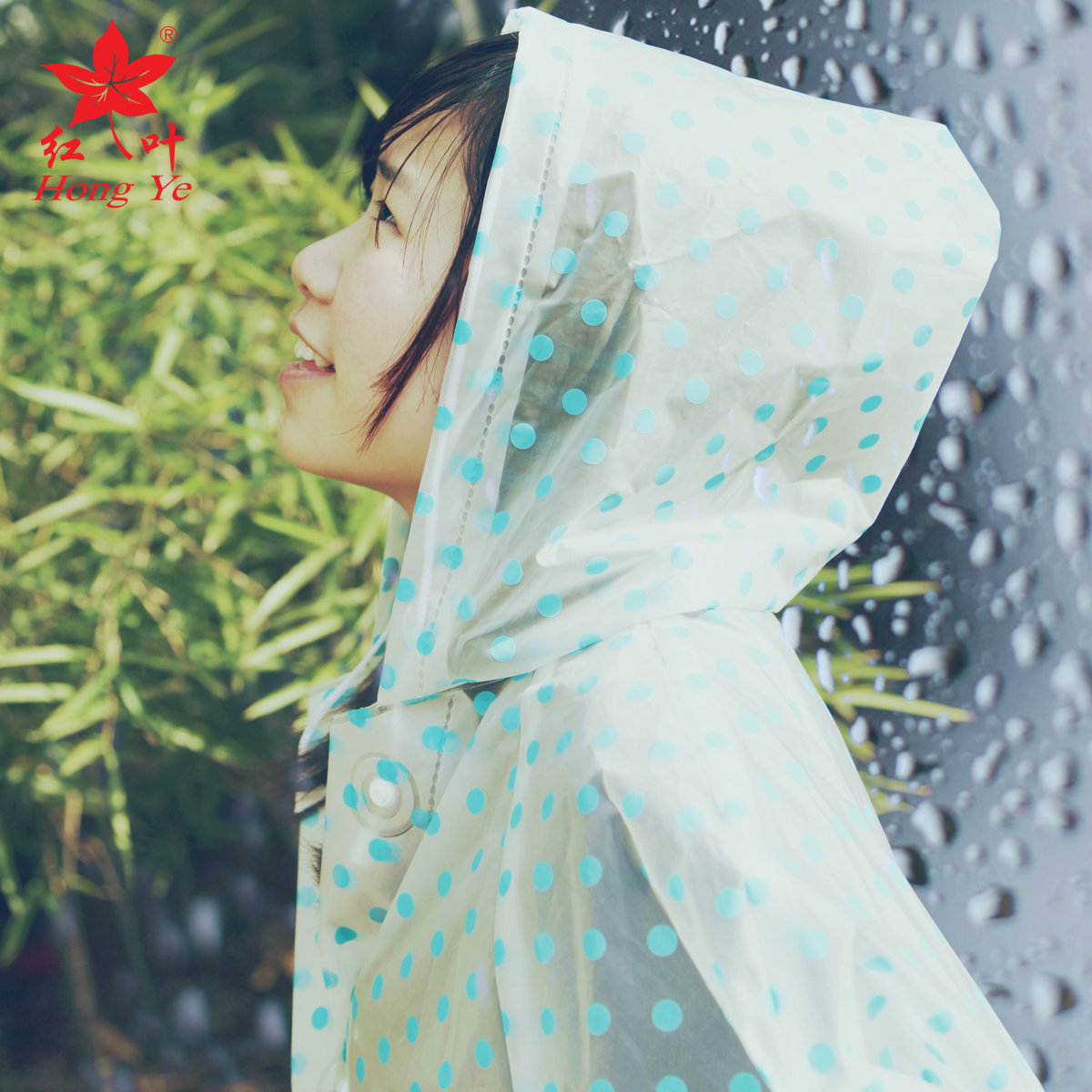 Polka dot fashion portable raincoat eco-friendly eva poncho Women outdoor transparent raincoat