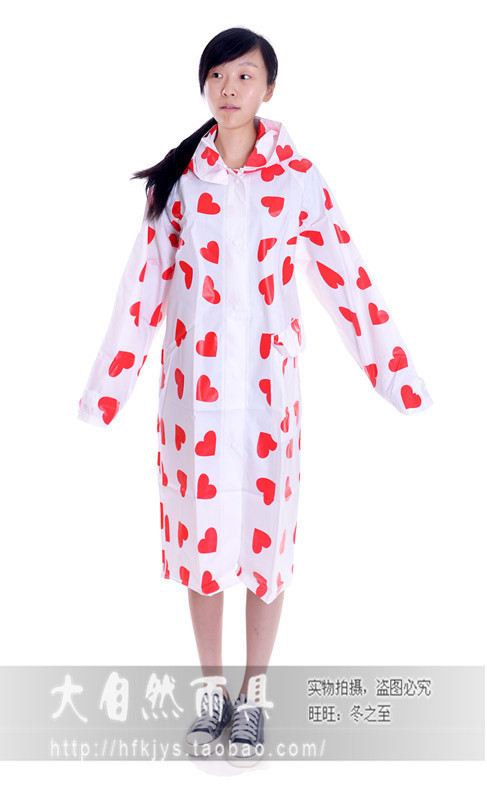 Polka dot raincoat white and transparent fashion red bicycle electric bicycle motorcycle raincoat
