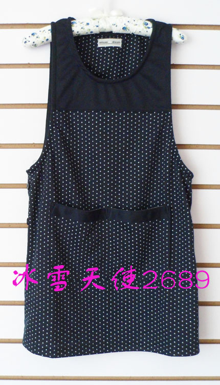 Polka dot sleeveless apron protective clothing button 14