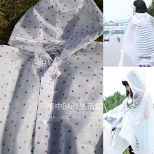 Polka dot transparent eva hat big brim with sleeves bicycle electric bicycle battery car raincoat poncho