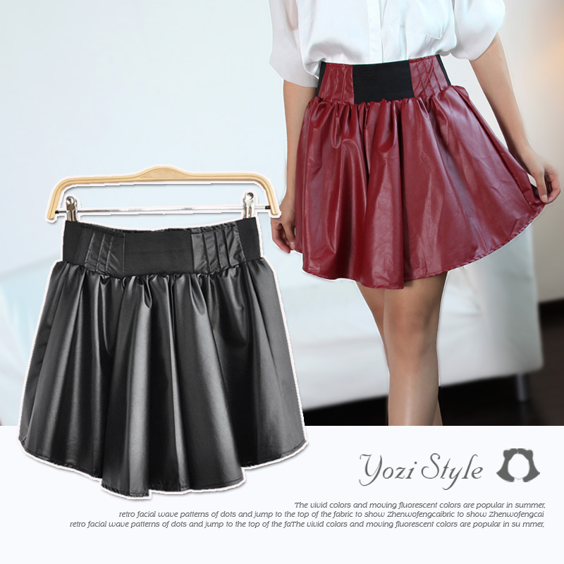 Pomeloes clothing 2012 winter fashion leather high waist pleated short skirt bust skirt dress boots n-623 ,Free shipping