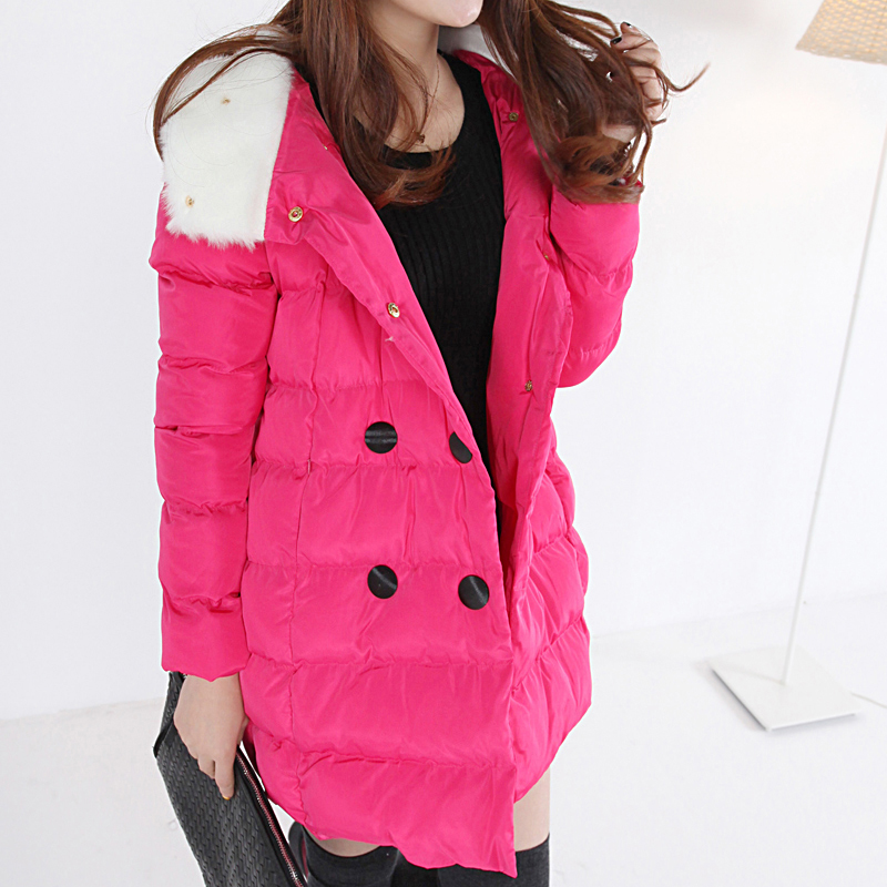 Pomeloes clothing 2012 winter new arrival winter double breasted fur collar with a hood wadded jacket cotton-padded jacket