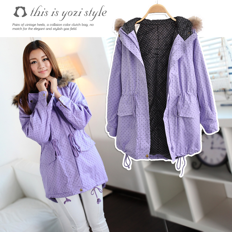 Pomeloes clothing 2012 winter new arrival women's medium-long with a hood clothes wadded jacket outerwear female ac468