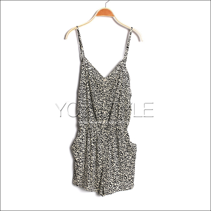 Pomeloes clothing aa078 summer new arrival 2012 fashion women's leopard print spaghetti strap one piece short trousers