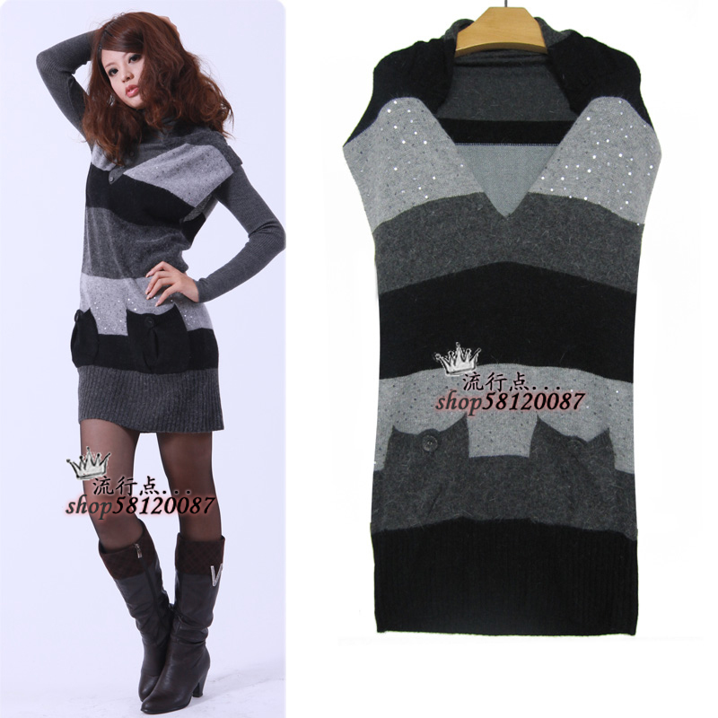 Popular 2012 fashion women's beading pullover rabbit fur sweater 83