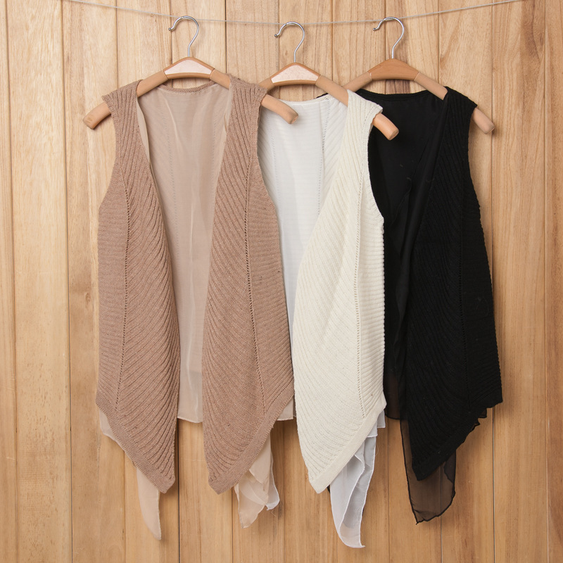 Popular autumn slim gentlewomen sleeveless cardigan sweater