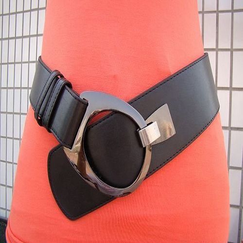 Popular brief paragraph of genuine leather belt big round buckle wide belt women's belt cowhide