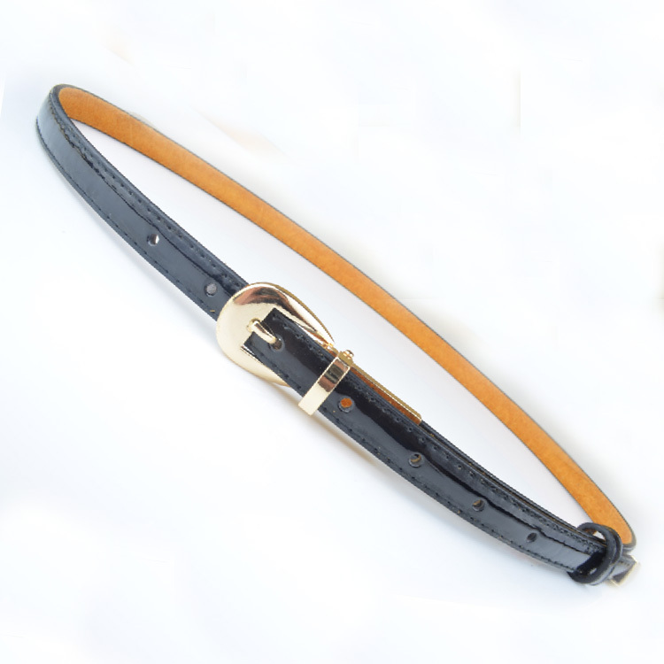Popular candy color genuine leather cowhide japanned leather thin belt women's all-match belt belly chain