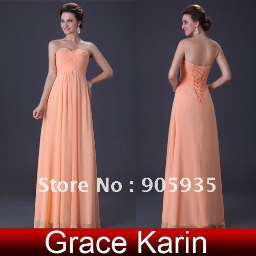 Popular Comely! Free Shipping 1pc Empire Cut Waistline Long Strapless Wedding Evening Prom Party Dresses, Chiffon CL3409