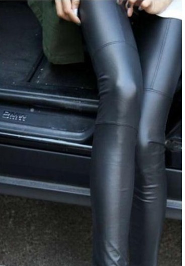 Popular global stunning black faux leather legging thin faux leather pants lengthen kz--011 edition