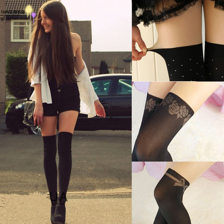 Popular sexy stockings velvet stockings color block decoration thigh socks pantyhose leggins for women fashion 2013