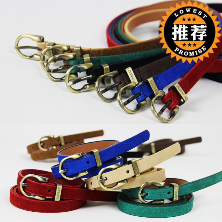 Popular strap genuine leather belt pigskin thin belt