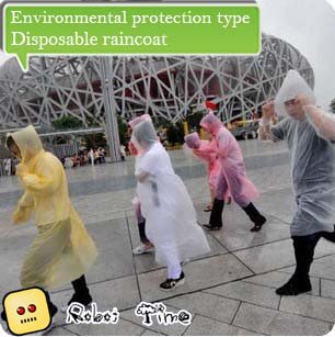 Portable environment-friendly disposable thin raincoat / poncho