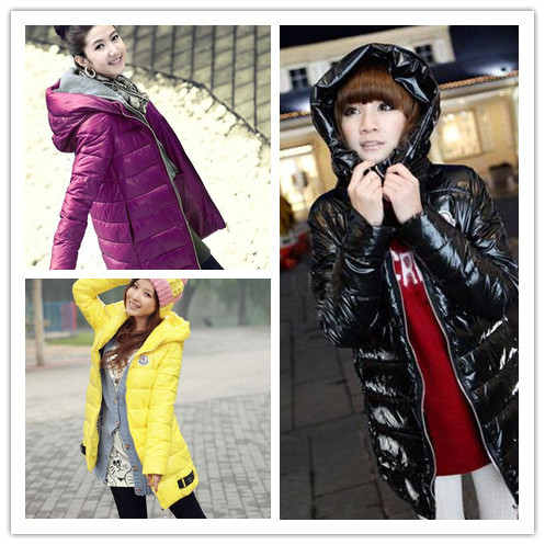 PPP26 Wadded jacket all-match with a hood shiny long design women's wadded jacket candy color casual cotton-padded jacket