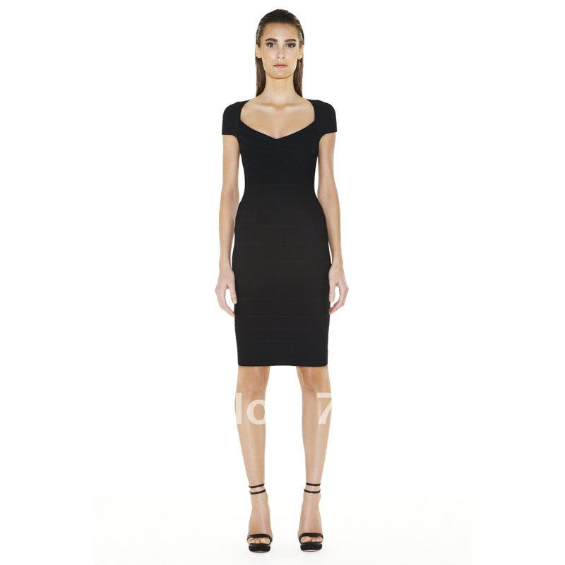 PRE-FALL 2012 Free Shipping For Apac Region Black V nect skirt HL314 Evening  Bandage Dresses