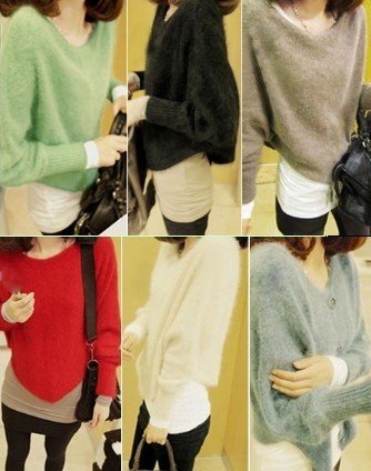 Pree shipping new arrival women's fashion autumn and winter rabbit bat sleeve loose two sides wear sweater coat knit cardigan