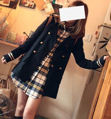 Preppy style double breasted student clothing trench outerwear small 2012 autumn new arrival vintage