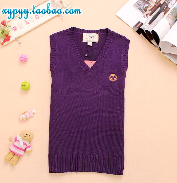 Preppystyle juniors clothing spring and autumn british style 100% cotton sweater vest Women