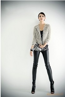 Princess 2012 hot-selling personality before and after the faux leather patchwork cotton legging skinny pants