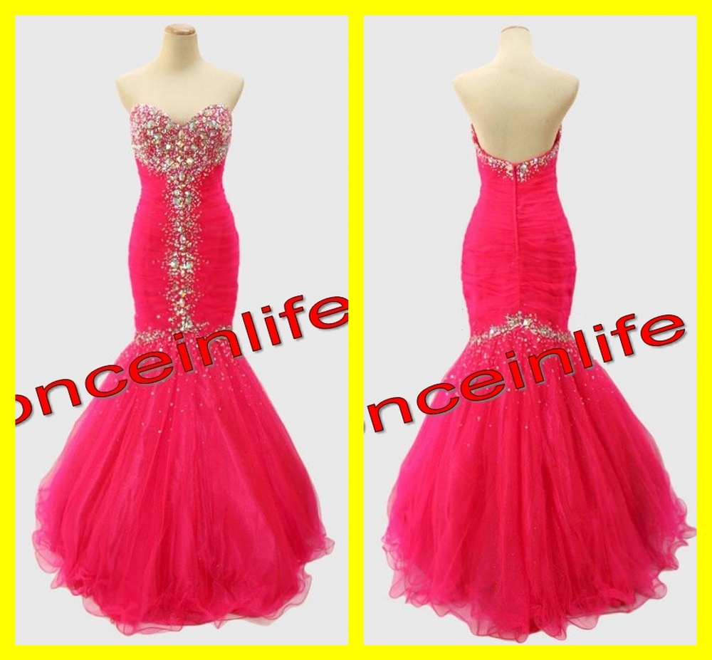 Princess 2013 Fashion NEW Design  Real Sample Crystals Empire Mermaid Tulle & Satin Evening Dress Red Carpet Dresses Long