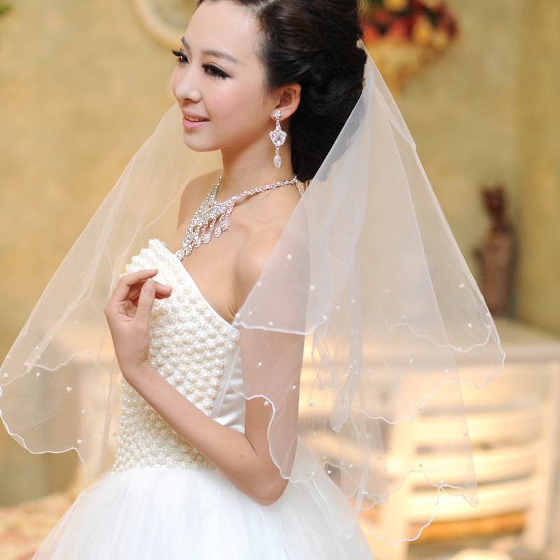 Princess bride bridal veil applique veil bead veil quality yarn wedding accessories 1