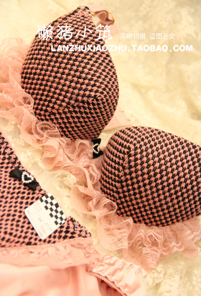 Princess cake lace yarn 3 breasted bra women's single-bra underwear set 3689 mysid powder