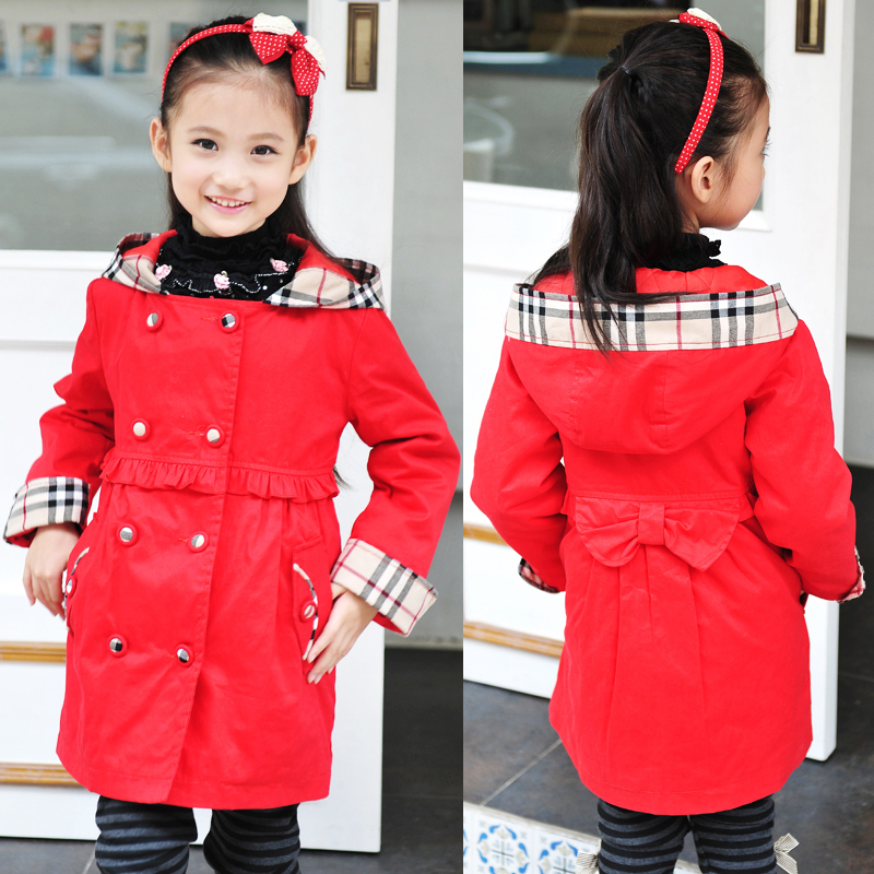 && Princess children's clothing female child trench outerwear autumn and winter 2012 child trench 100% cotton thickening