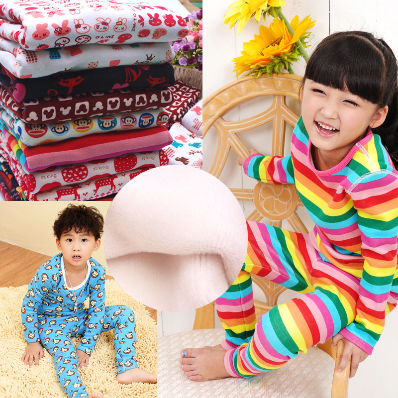 Princess children's clothing female child winter child underwear set 100% cotton plus velvet thickening thermal child sleepwear