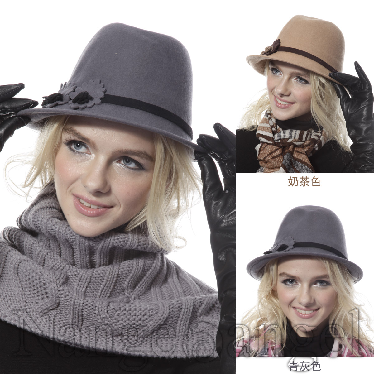 Princess fashionable casual small fedoras lovers design pure wool cap
