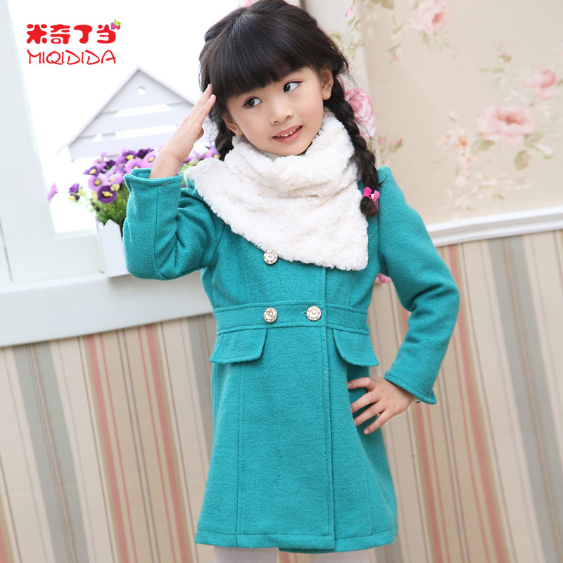 Princess girls clothing 2012 autumn and winter double breasted woolen large trench one-piece dress