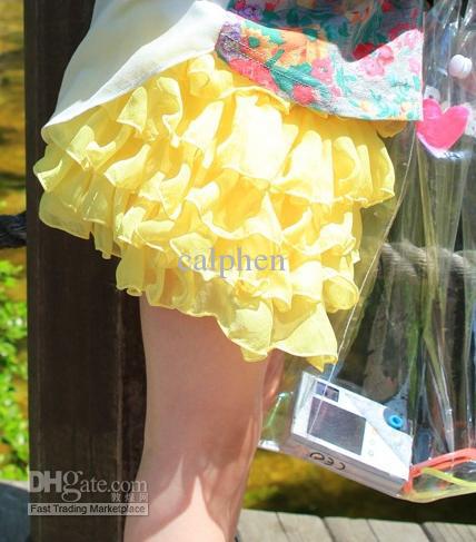 Princess girls skirts layer lace korean solid red/yellow 5pcs/lot 130318