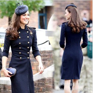 Princess Kate's Wool Trench Coat Double-Breasted Army Uniform Free Shipping 2101105