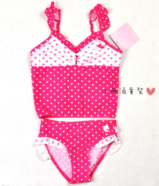Princess lace swimsuit / Love wave point body suit / girl body suit / children's summer Bikini free shipping