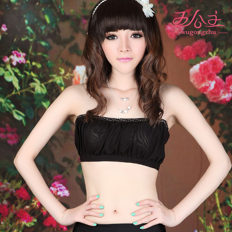 Princess luxury sparkling diamond solid color gauze tube top basic tube top sexy pleated bra underwear