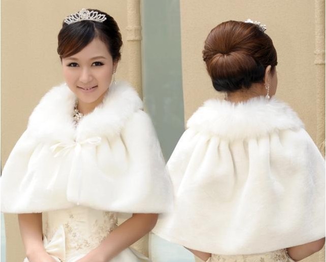 Princess Msntle Winter Warm Faux Fur Bolero Bridal Wraps Bridal Jacket/Bolero Wedding Party Faux Fur Shawl/Scarf/Cape in Stock