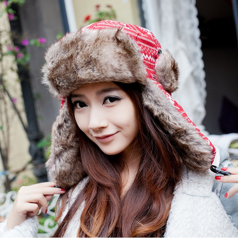 Princess rabbit winter trend of the women's lei feng cap thermal ear protector cap snow cap knitted hat northeast cap