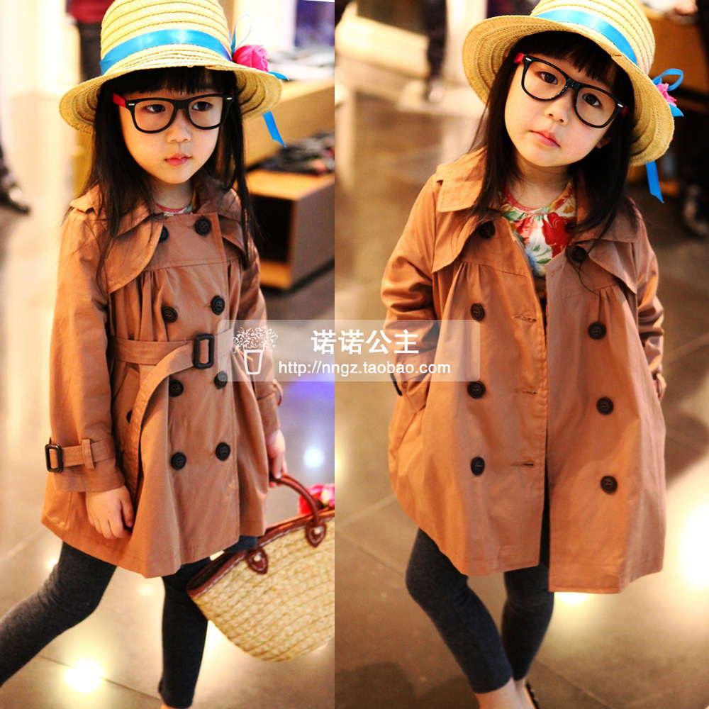 Princess . vintage fashion double breasted three-dimensional cut belt cloak child trench outerwear parent-child b2