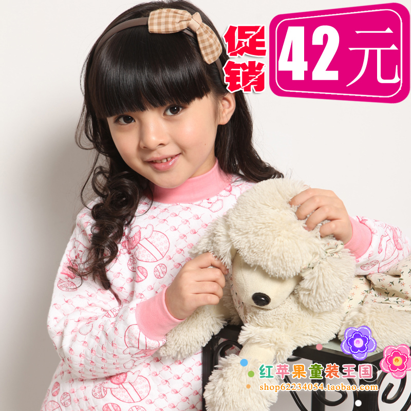 Print air layer baby thermal underwear set child thermal underwear set spring and autumn female child 1203