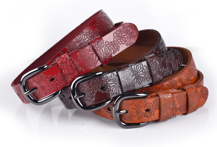 Print flower pin buckle genuine leather vintage ol fashion women's vintage casual genuine leather belt strap 5686