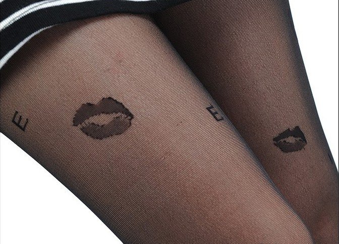 Print lips jacquard lips letter bag core silk stockings