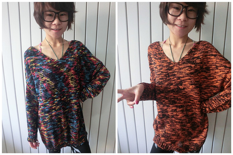 Product irregular multicolour cotton long design sweater