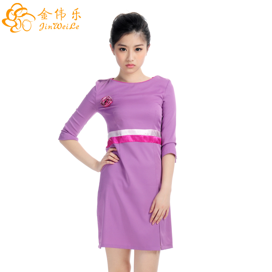 Professional customized summer hair beauty salon overall tunic purple therapist beatician uniform workwear