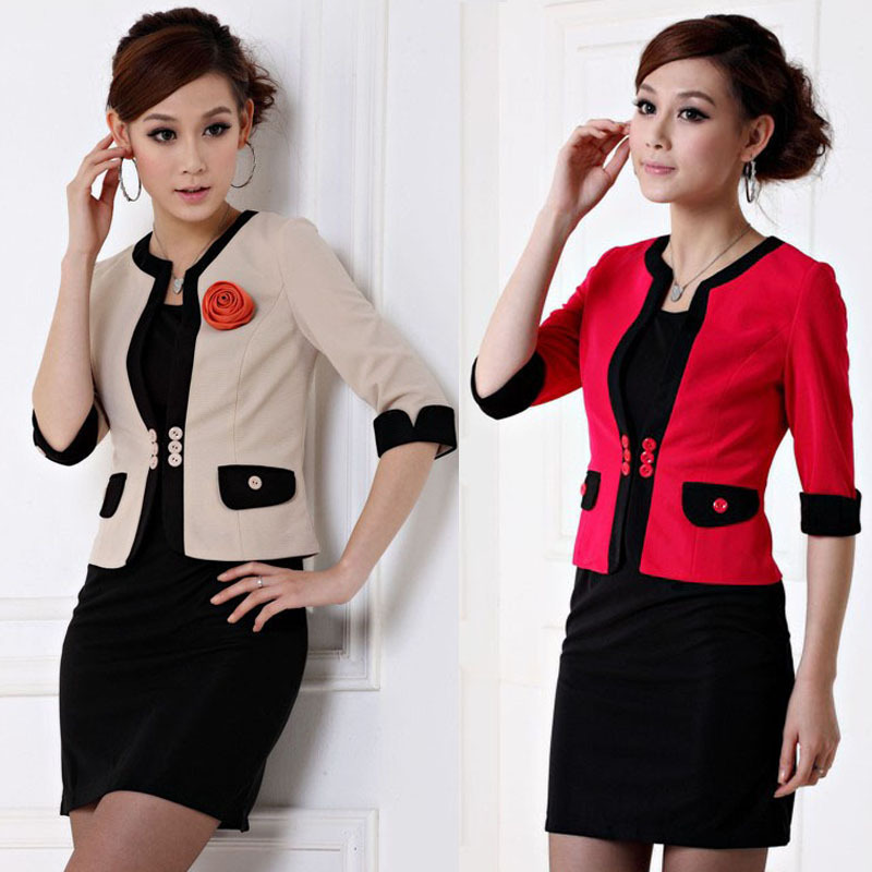 Professional set women's skirt ol slim half sleeve outerwear fashion work wear dress spring and summer formal 969