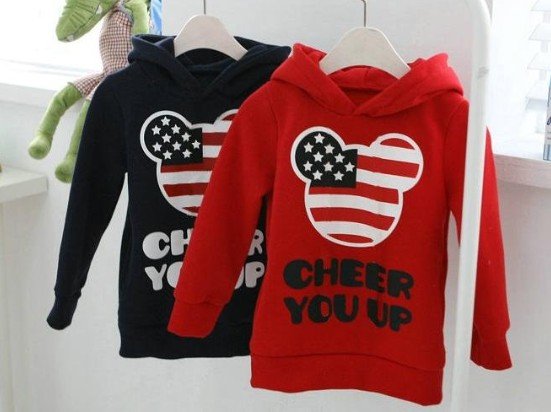 PROM children girls boys mickey hoody Sweatshirts coat child long sleeve flag top babys clothing 1pcs