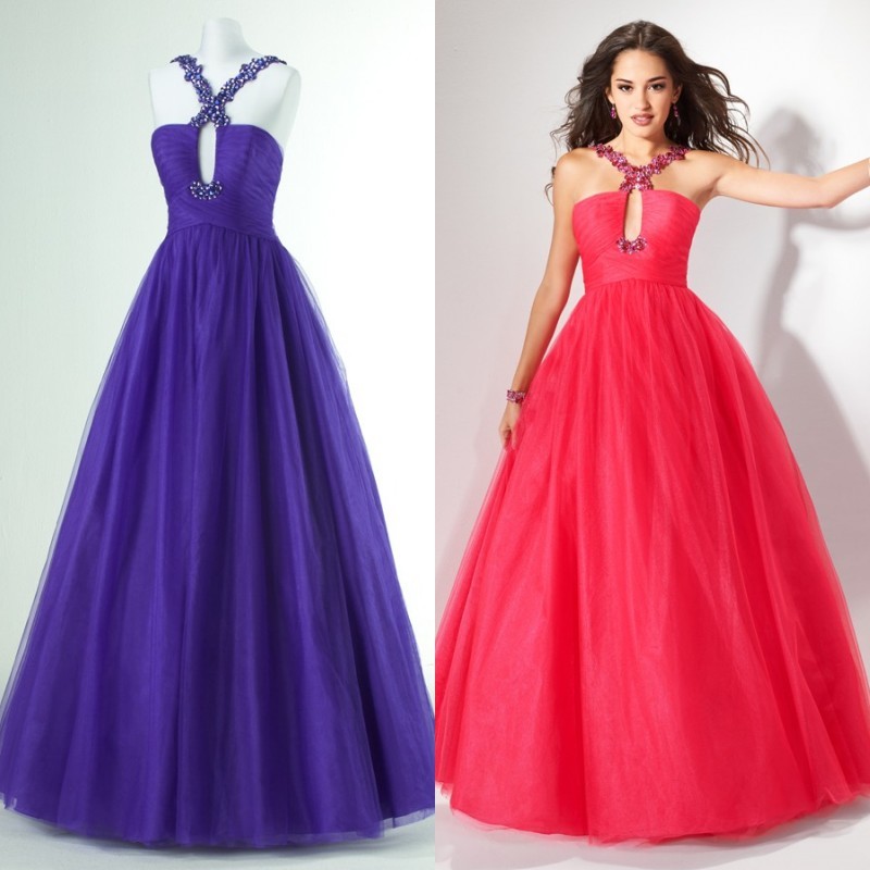 Prom fashion evening dress double-shoulder spaghetti strap sexy formal dress Deep purple princess gauze formal dress he58