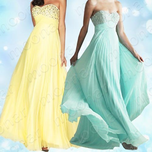 Prom Gown Bridesmaid Wedding Coctail Strapless Long Maxi Beads Ball Party Dress LF027