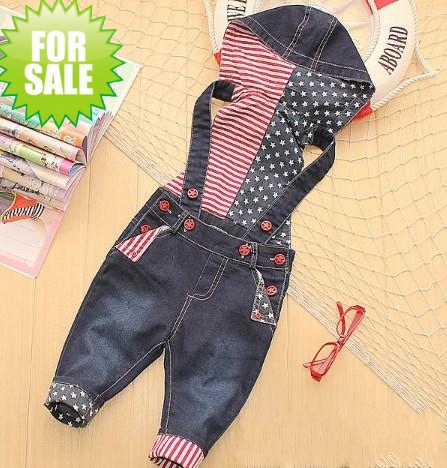 prom +retail Baby children boy Girls Overalls jumpsuit Jeanspants  with hat  Trousers baby clothing wear free shipping