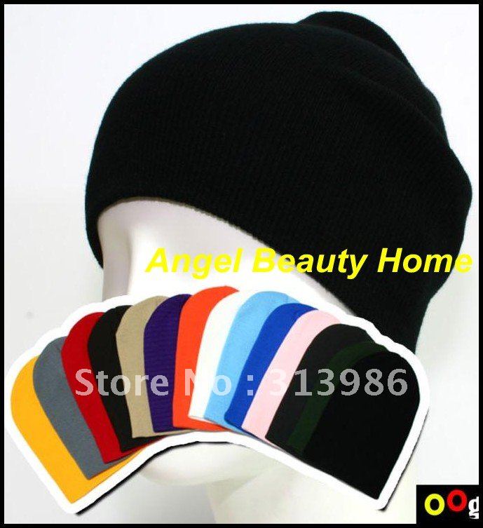 [Promotion] 17colors Long Knit Plain Beanie Cap, Unisex Ski Skull hat (MZ-38)