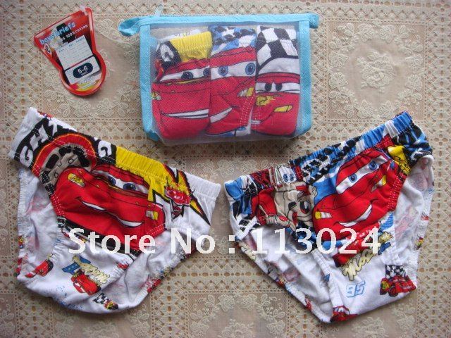 PROMOTION ! 2012 famous brands  100% cotton 15pcs(5bags)/lot  many kinds of boys and girls mixed cartoon underpants